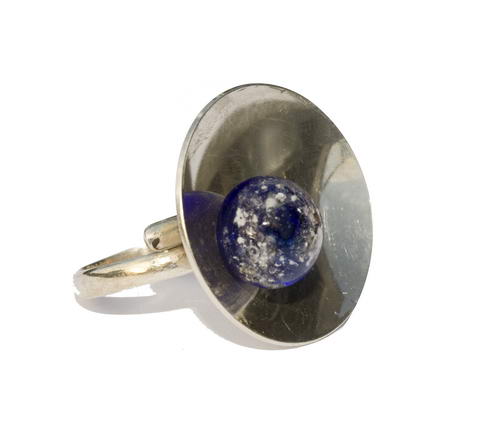 Ring top bolletje mini met onder schotel XXL blauw